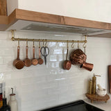 Unlacquered Brass Pot Rail with Hooks