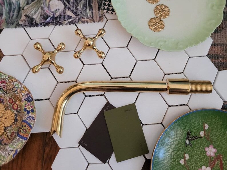 Unlacquered Brass Vintage Wall mounted bathroom faucet,Embrace the Charm of Vintage Style Faucet