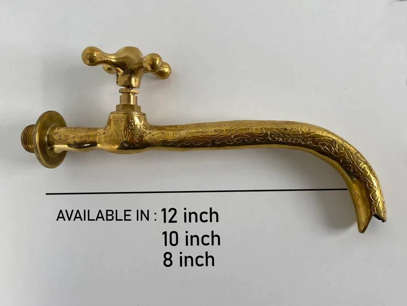 Unlacquered brass wall faucet Solid Brass Cold Water Wall Faucet Single Handle Brass Wall Water Tap Farmhouse Outdoor Wall Brass Faucet