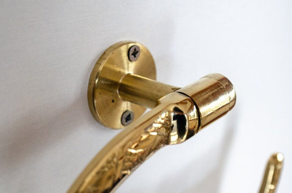 Solid Brass Towel Holder, Handcrafted Powder Room Holder