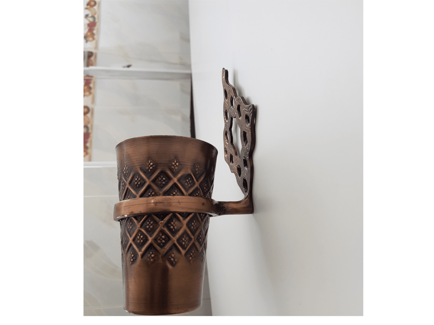 Handcrafted Toothbrush Holder, Unlacquered Solid Copper and Brass Gold Toothpaste Makeup Brushes  Holder Bath wall mounted Cup Organizer