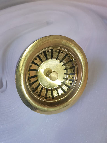 Évier avec passoire en laiton non verni, panier d'égouttage amovible et joint d'étanchéité