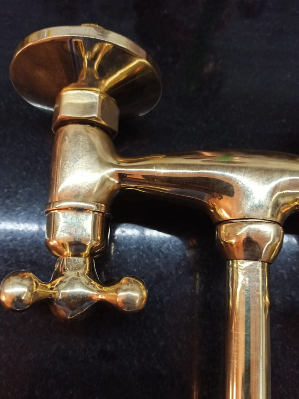 Antique Brass Bathroom Wall Faucet