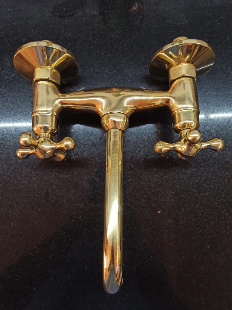 Antique Brass Bathroom Wall Faucet