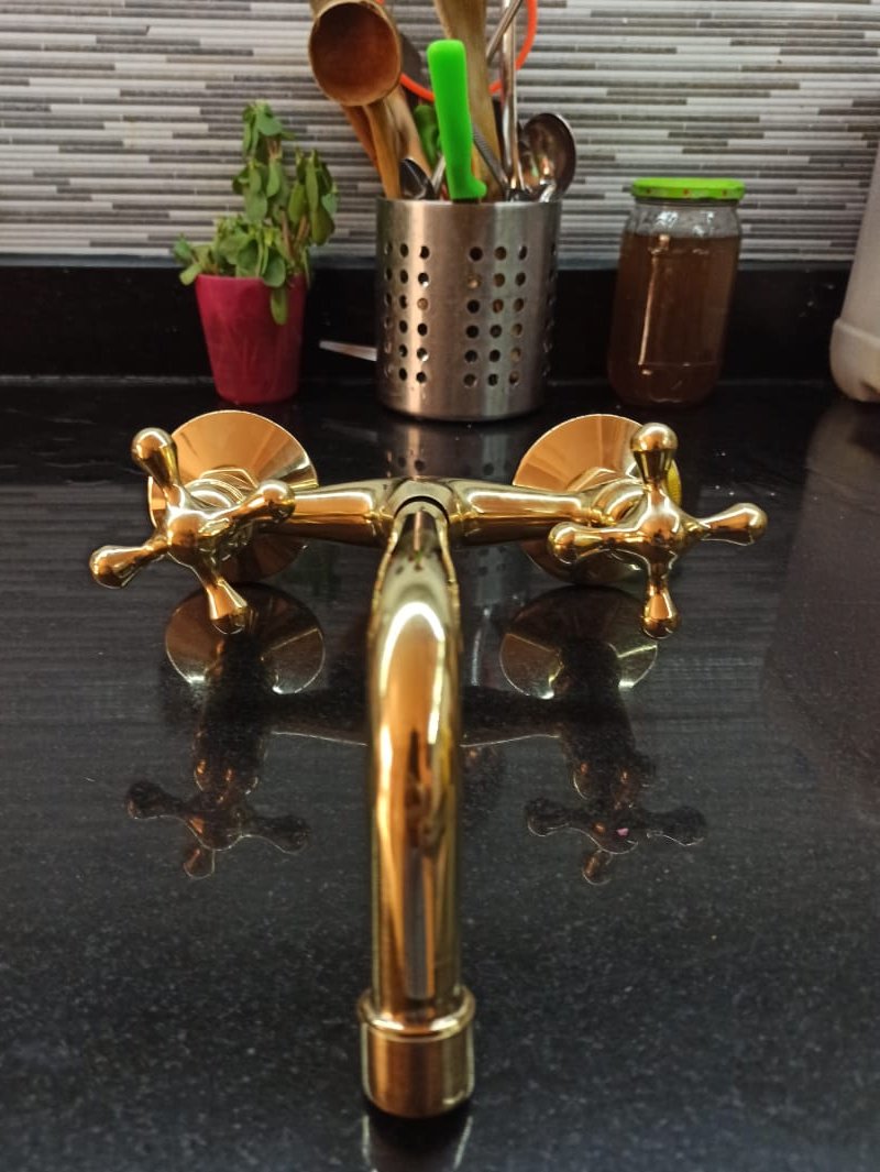 Antique Brass Bathroom Wall Faucet