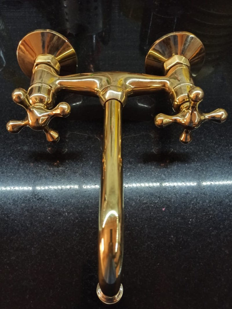 Antique Brass Bathroom Wall Faucet