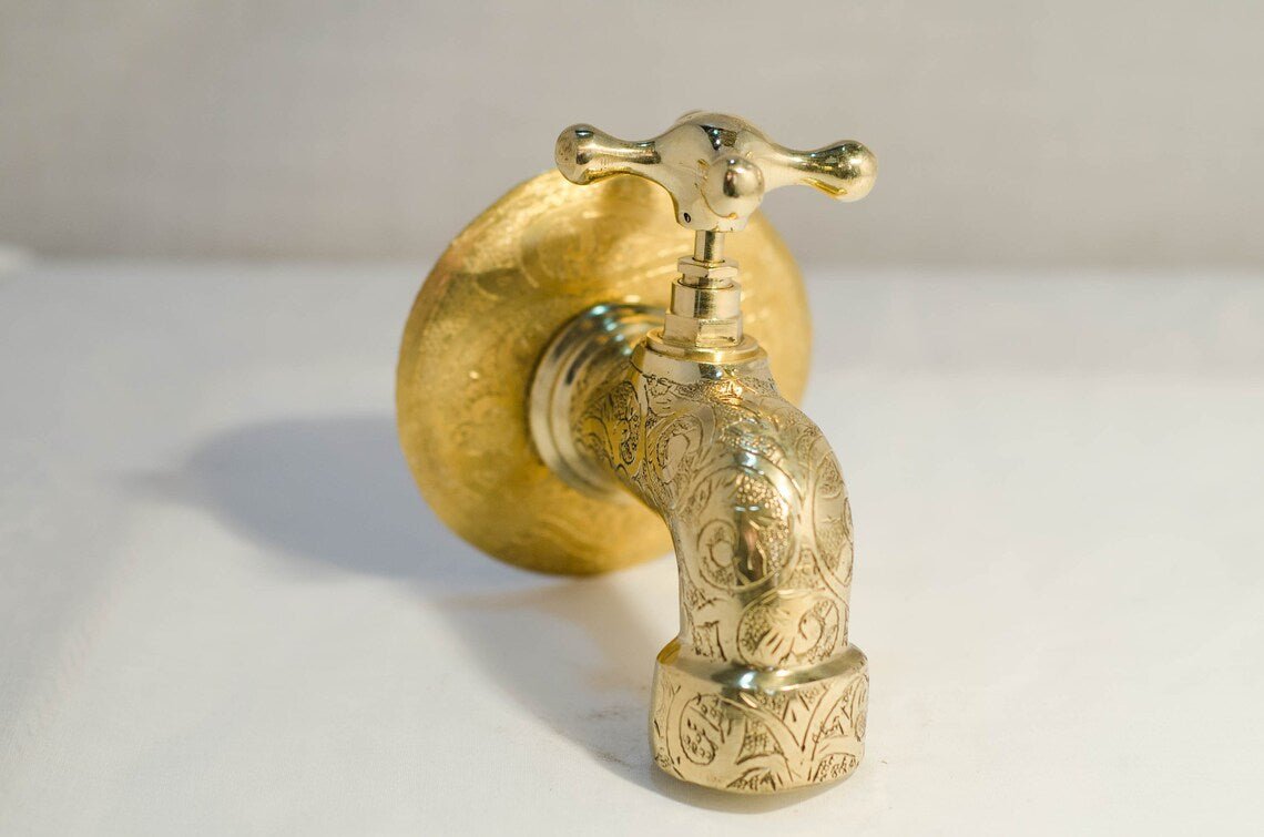 Moroccan Artisanal Copper Wall-Mounted Faucet: A Masterpiece of Craftsmanship and Authentic Elegance