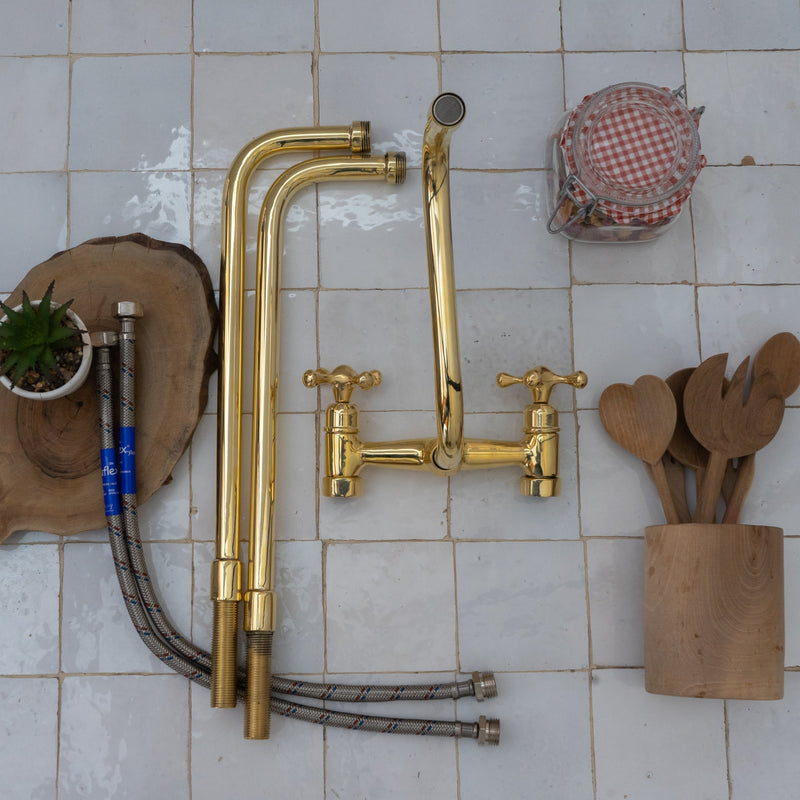 Enhance Your Kitchen with Handmade Unlacquered Brass Kitchen Faucets - Experience Timeless Elegance and Superior Craftsmanship