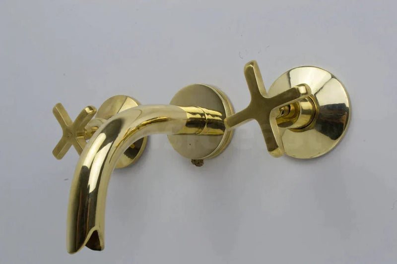 Unlacquered Brass Wall Mount Bathroom Faucet