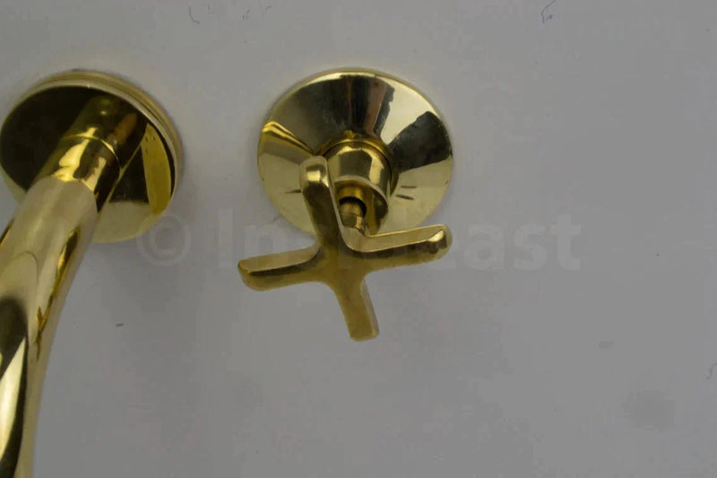 Unlacquered Brass Wall Mount Bathroom Faucet