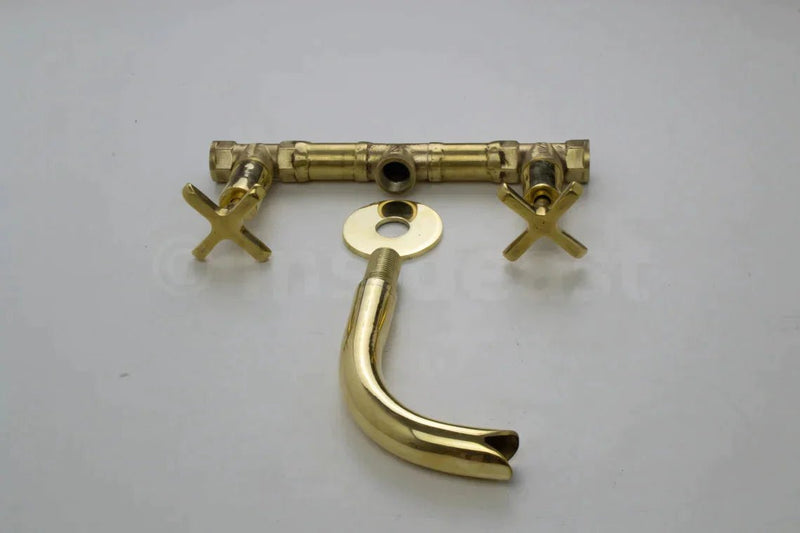 Unlacquered Brass Wall Mount Bathroom Faucet