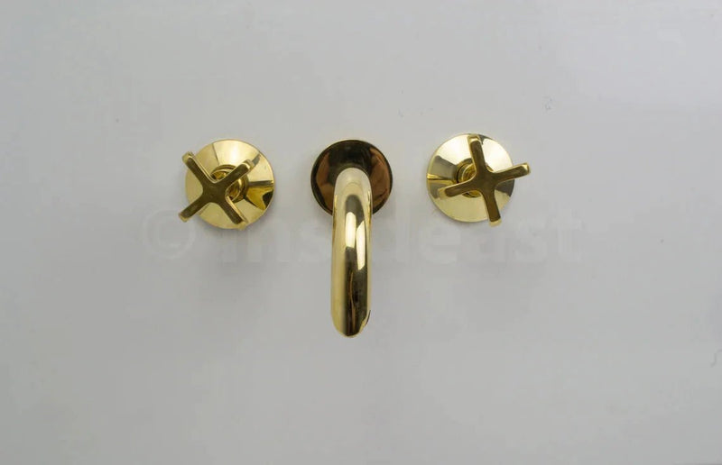 Unlacquered Brass Wall Mount Bathroom Faucet