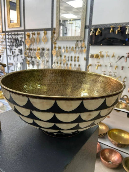 Moroccan sink bowl Bathroom bronze sink ,outdoor Vanity Vessel Sink ,copper Handcrafted Drop In Sink Round Sink Washbasin.