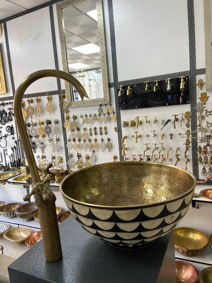 Moroccan sink bowl Bathroom bronze sink ,outdoor Vanity Vessel Sink ,copper Handcrafted Drop In Sink Round Sink Washbasin.