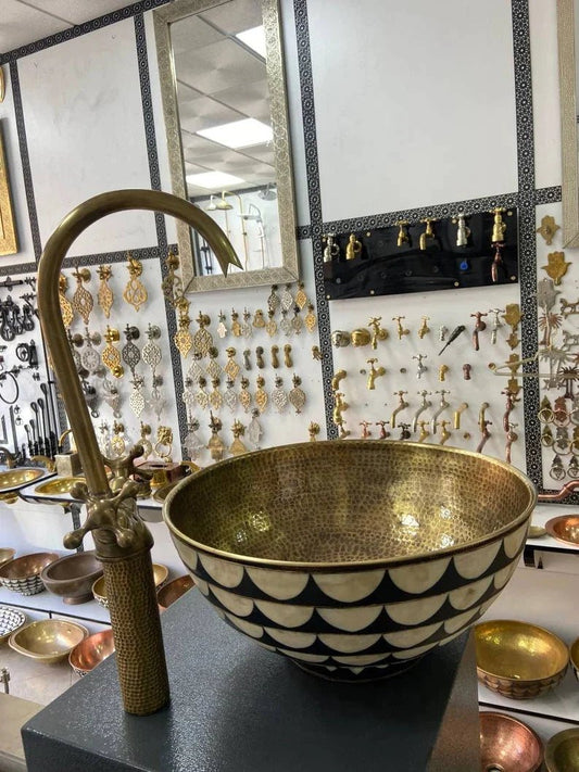 Moroccan sink bowl Bathroom bronze sink ,outdoor Vanity Vessel Sink ,copper Handcrafted Drop In Sink Round Sink Washbasin.