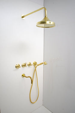 Unlacquered Brass Shower - Rain Shower Set