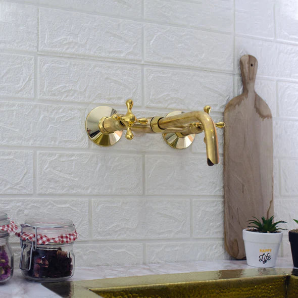 Brass Wall Mount Kitchen Faucet - Antique Brass Kitchen Faucet