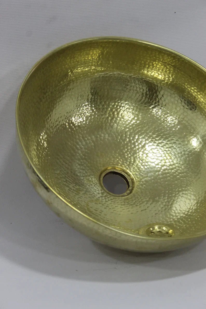 Solid Brass Round Sink , handmade Counter-top Sink hammered Sink