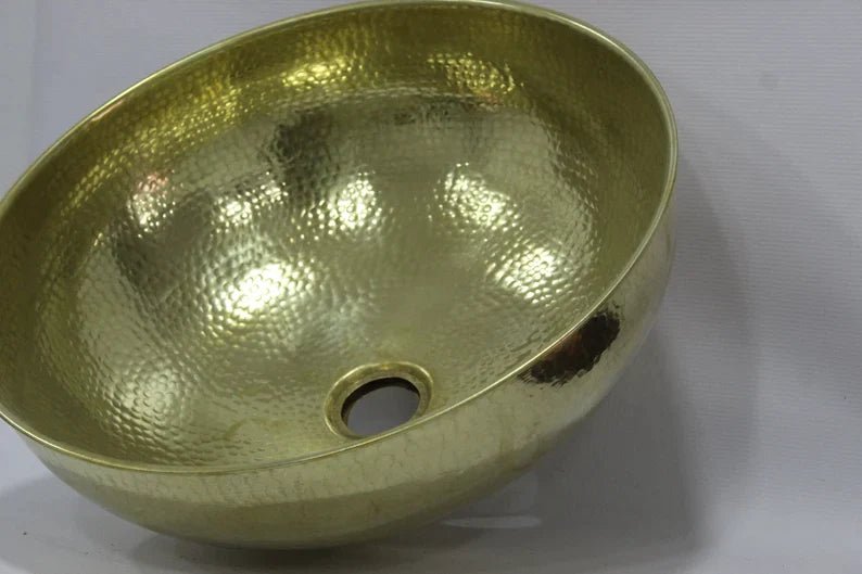 Solid Brass Round Sink , handmade Counter-top Sink hammered Sink