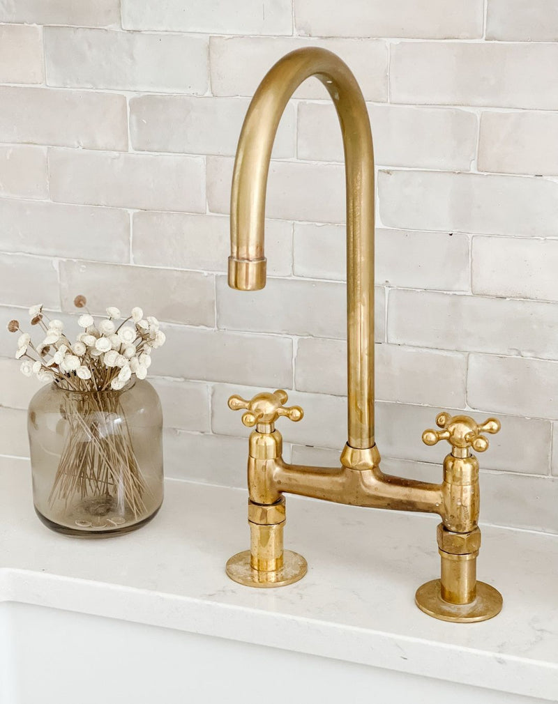 Brass Bridge Faucet - Antique Brass Kitchen Faucet