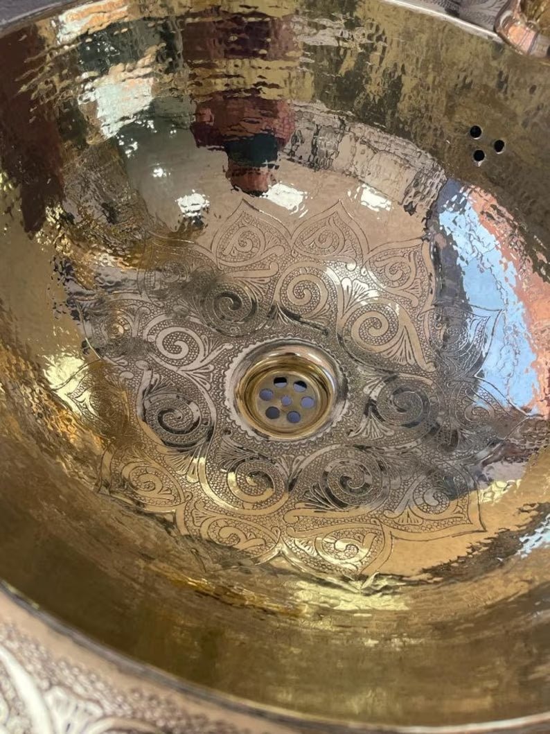 Hammered Bras brass vessel sink, Antique Engraved Sink ,hand-decorated sink, charming color