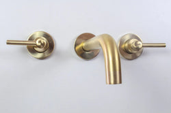 Brushed Brass Bathroom Faucet - Wall Mount Bathroom Faucet