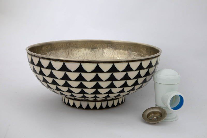 Ceramic And Brass Vessel Sink  , Round Sink 16-1/4 "