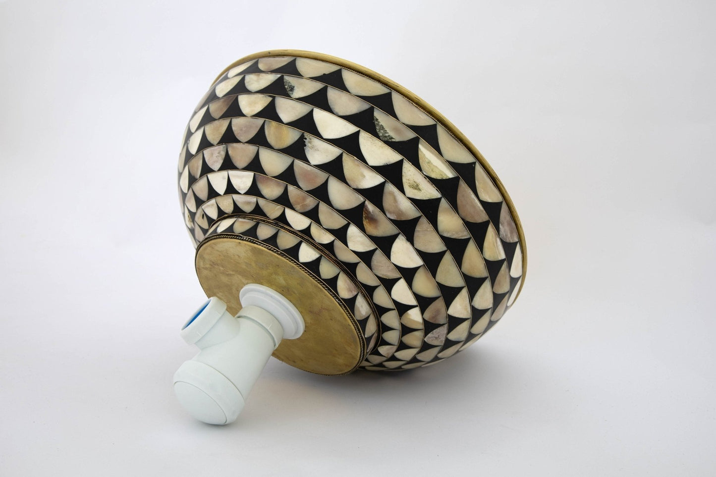 Vasque en céramique et laiton, vasque ronde, diamètre 41,3 cm (16-1/4")