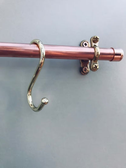 Küchenreling, Garderobenstange oder Handtuchhalter aus Kupfer und Messing 