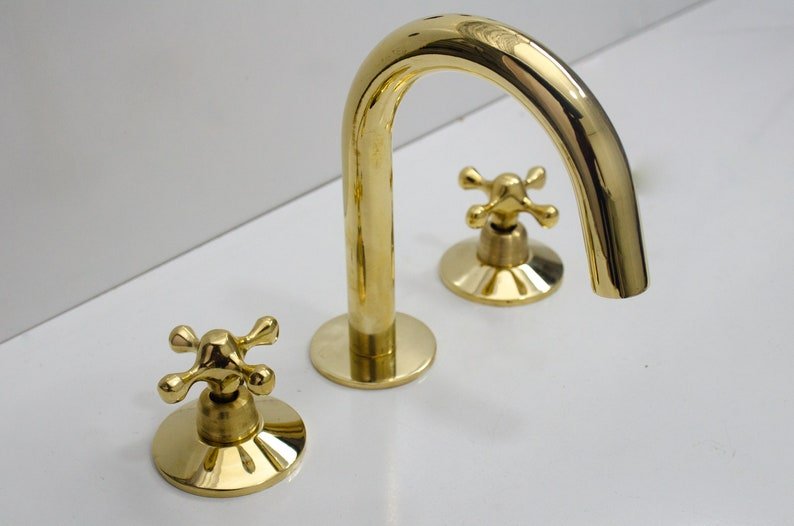 Widespread Brass Bathroom Faucet - Unlacquered Brass Bathroom Faucet