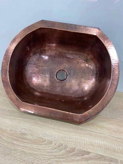 Oval Shaped Handmade Copper Sink - Perfect for Bathroom and Kitchen Renovations - Durable and Elegant Design - High-Quality Copper Material