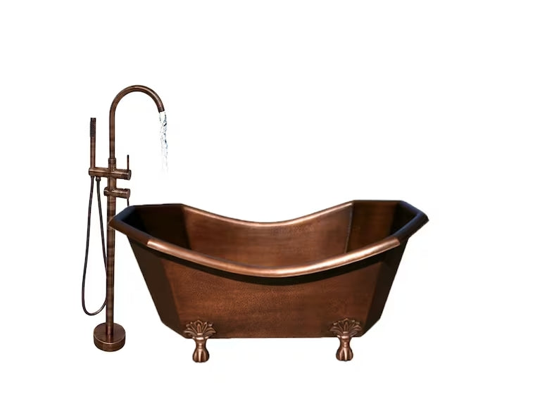 Bathtub Floor Mount Faucet,Freestanding Tub Filler and Shower System, Shower Faucets with Copper Handheld Shower
