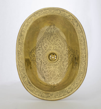 Engraved Oval Sink  , Handmade Drop-in Sink