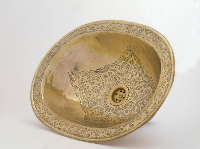 Engraved Oval Sink  , Handmade Drop-in Sink