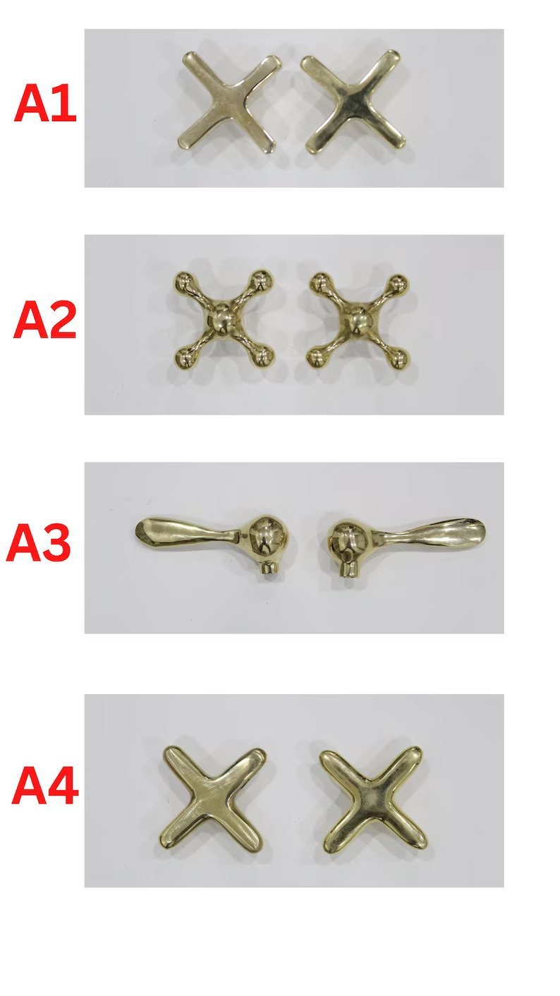 Unlacquered Brass Bridge Kitchen Faucet With Various Handles style 8" Spread