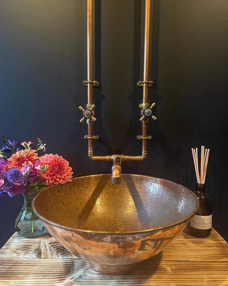 Hammered Copper Bathroom Sink - Copper Vessel Sink