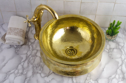 Hammered Curved Vessel Sink - Handmade Traditional Brass Sink