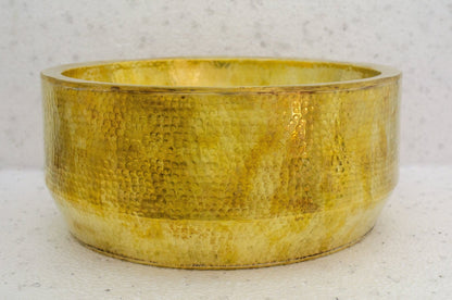 Hammered Round Vessel Sink - Handmade Traditional Brass Sink