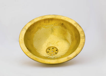 Hammered Round Vessel Sink  , Handmade Traditional Brass Sink , Diameter 16-1/8" Height 6-3/8"
