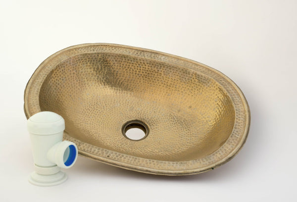 Hand Hammered Brass Oval Sink  - Handcrafted Drop-in Sink