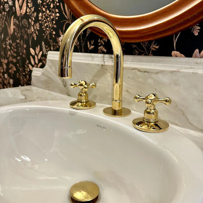 Unlacquered Brass Faucet ,Vintage Brass Faucet bathroom Faucet 3 Holes Kitchen faucet bridge faucet Unlaquered Solid Brass Faucet minimalist