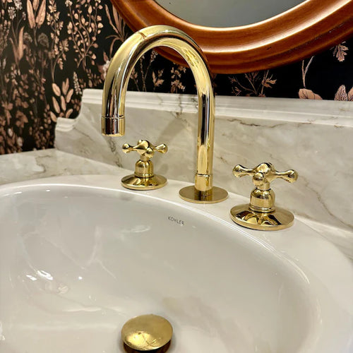 Unlacquered Brass Faucet ,Vintage Brass Faucet bathroom Faucet 3 Holes Kitchen faucet bridge faucet Unlaquered Solid Brass Faucet minimalist