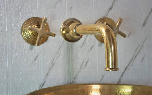 Moroccan Faucet, Wall Mounted Brass Faucet, Unlacquered Bathroom Faucet, Handmade Brass Faucet.costum faucet