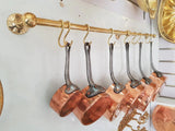 brass pot rail with hooks