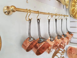 brass pot rail with hooks