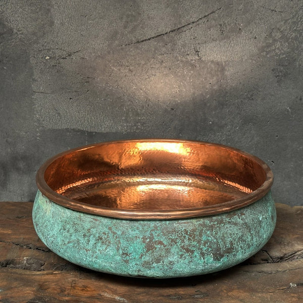 Oxidized Copper Sink Bathroom , Green Patina Copper Washbasin