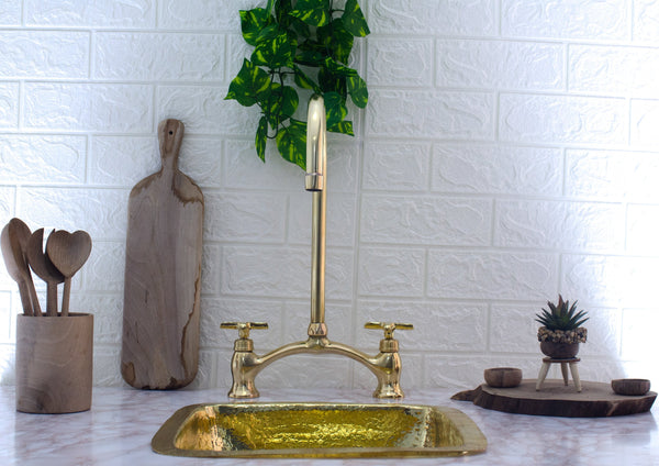 Brass Kitchen Sink Faucet - Unlacquered Brass Bridge Faucet