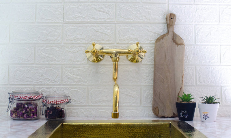 Unlacquered Brass Wall Mount Faucet: A Touch of Sophistication for Your Kitchen or Bathroom