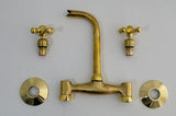 Brass Wall Mount Kitchen Faucet - Antique Brass Kitchen Faucet