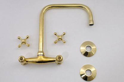 Unlacquered Brass Bridge Faucet - Wall Mounted Bridge Faucet